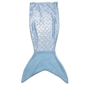 Safdie & co. Shiny soft fuzzy light blue mermaid tail snuggle blanket